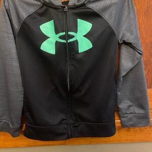 Under Armour Black and Gray Jacket with Green Logo